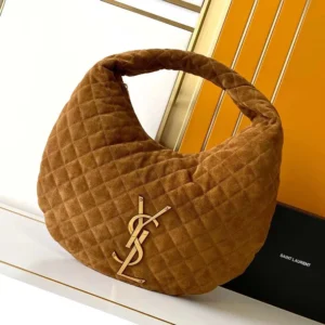 Saint Laurent YSL Women Icare Hobo In Quilted Suede Brown
