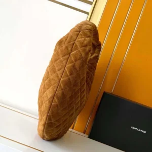 Saint Laurent YSL Women Icare Hobo In Quilted Suede Brown