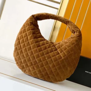 Saint Laurent YSL Women Icare Hobo In Quilted Suede Brown