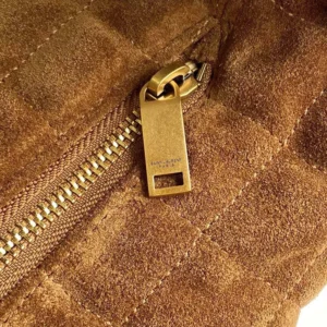 Saint Laurent YSL Women Icare Hobo In Quilted Suede Brown