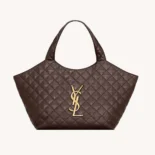 Saint Laurent YSL Women Icare Medium In Quilted Nappa Burgundy