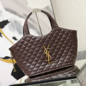 Saint Laurent YSL Women Icare Medium In Quilted Nappa Burgundy
