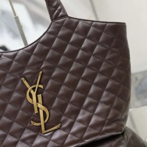 Saint Laurent YSL Women Icare Medium In Quilted Nappa Burgundy