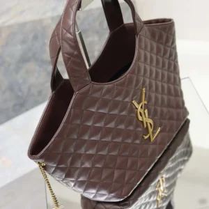 Saint Laurent YSL Women Icare Medium In Quilted Nappa Burgundy