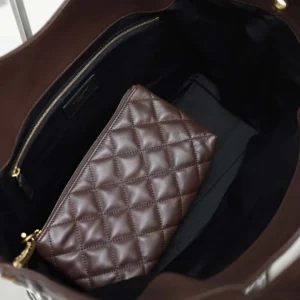 Saint Laurent YSL Women Icare Medium In Quilted Nappa Burgundy