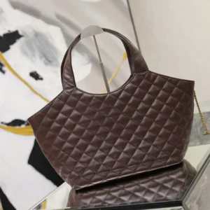 Saint Laurent YSL Women Icare Medium In Quilted Nappa Burgundy