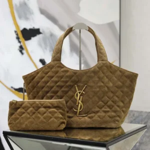Saint Laurent YSL Women Icare Medium In Quilted Suede