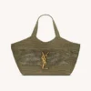 Saint Laurent YSL Women Icare Medium In Raffia Dark Green