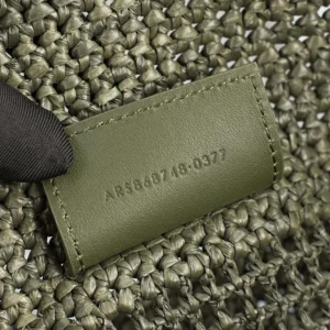 Saint Laurent YSL Women Icare Medium In Raffia Dark Green