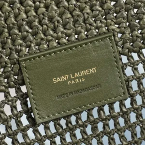 Saint Laurent YSL Women Icare Medium In Raffia Dark Green