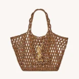 Saint Laurent YSL Women Icare Medium In Wood Beads Dark Brown