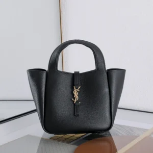 Saint Laurent YSL Women Le 5 À 7 Baby Bea In Grained Leather-Black