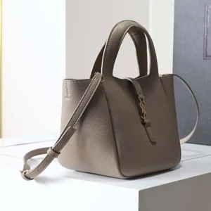 Saint Laurent YSL Women Le 5 À 7 Baby Bea In Grained Leather-Light Cumin