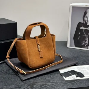 Saint Laurent YSL Women Le 5 À 7 Baby Bea In Suede Brown