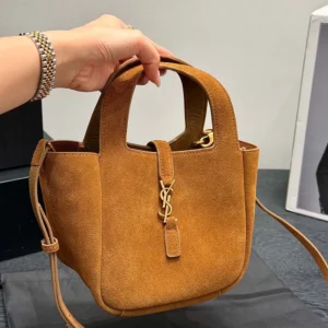 Saint Laurent YSL Women Le 5 À 7 Baby Bea In Suede Brown