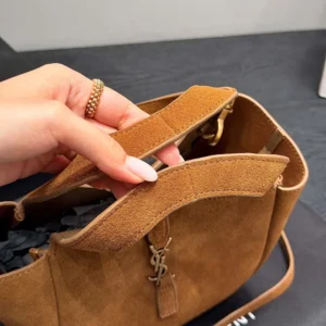 Saint Laurent YSL Women Le 5 À 7 Baby Bea In Suede Brown