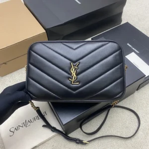 Saint Laurent YSL Women Loulou Camera Bag In Matelassé Lambskin-Black