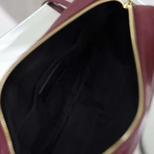 Saint Laurent YSL Women Loulou Camera Bag In Matelassé Lambskin-Rouge Cabernet