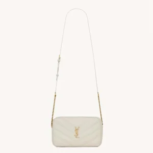 Saint Laurent YSL Women Loulou Camera Bag In Matelassé Lambskin-White