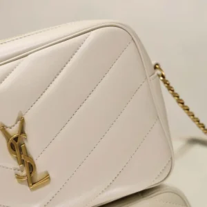 Saint Laurent YSL Women Loulou Camera Bag In Matelassé Lambskin-White