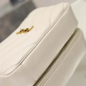 Saint Laurent YSL Women Loulou Camera Bag In Matelassé Lambskin-White