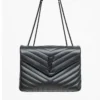 Saint Laurent YSL Women Loulou Medium in Matelassé “Y” Leather-Black