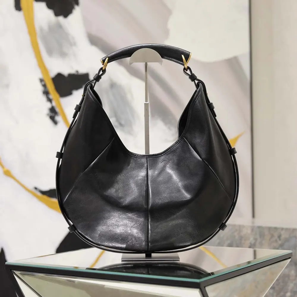 Saint Laurent YSL Women Mombasa Medium In Leather-Black 862029AA