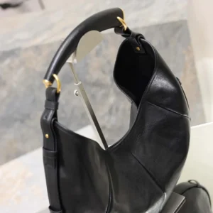 Saint Laurent YSL Women Mombasa Medium In Leather-Black 862029AA