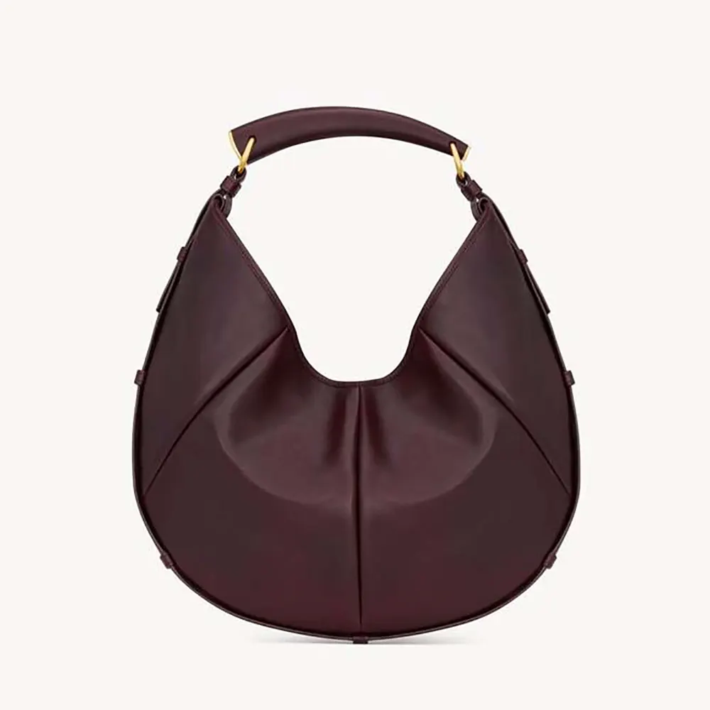 Saint Laurent YSL Women Mombasa Medium In Leather-Rouge Cabernet 862029AA