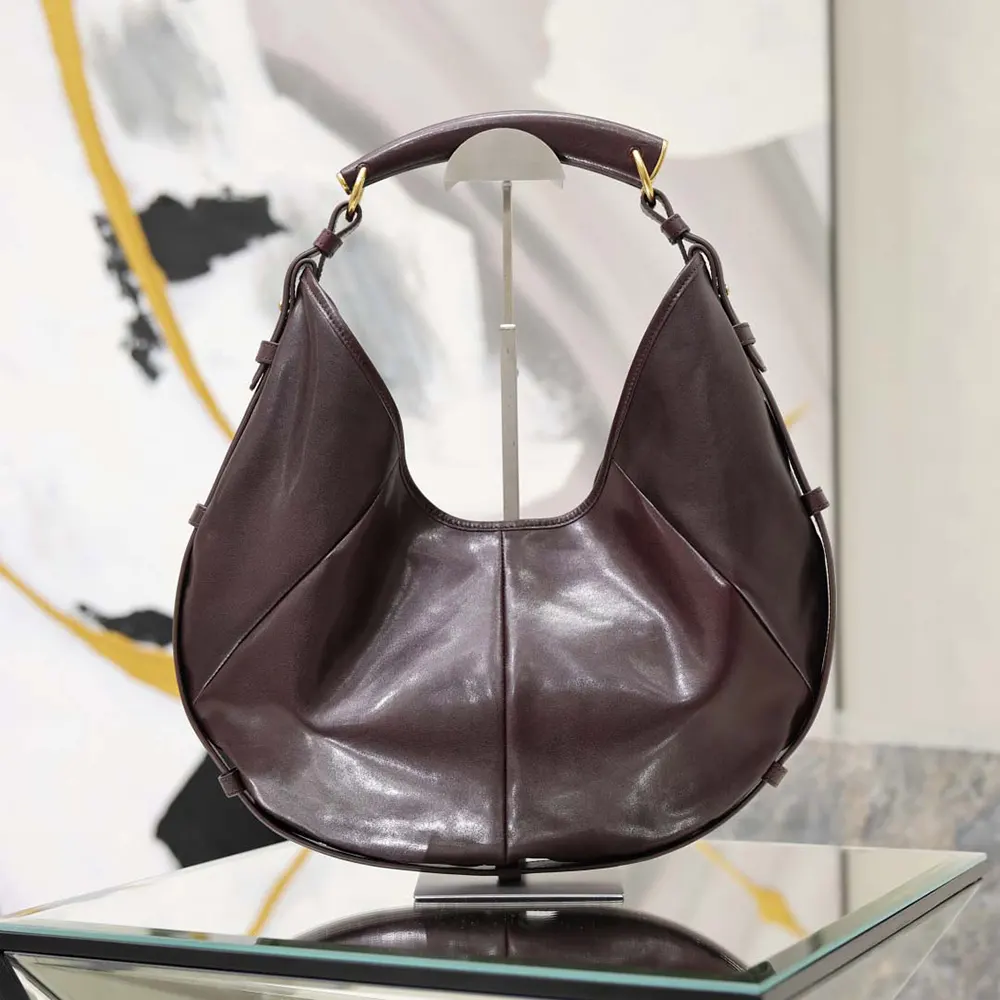 Saint Laurent YSL Women Mombasa Medium In Leather-Rouge Cabernet 862029AA