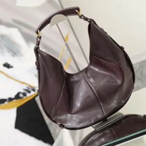 Saint Laurent YSL Women Mombasa Medium In Leather-Rouge Cabernet 862029AA