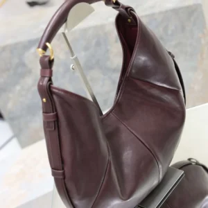 Saint Laurent YSL Women Mombasa Medium In Leather-Rouge Cabernet 862029AA