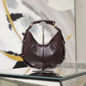 Saint Laurent YSL Women Mombasa Small In Leather-Rouge Cabernet