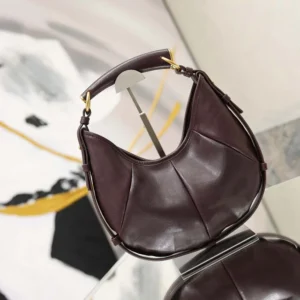 Saint Laurent YSL Women Mombasa Small In Leather-Rouge Cabernet