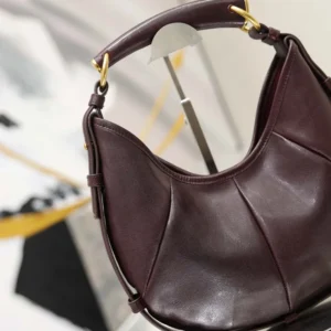 Saint Laurent YSL Women Mombasa Small In Leather-Rouge Cabernet