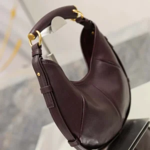 Saint Laurent YSL Women Mombasa Small In Leather-Rouge Cabernet