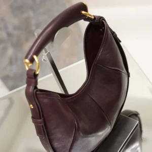 Saint Laurent YSL Women Mombasa Small In Leather-Rouge Cabernet