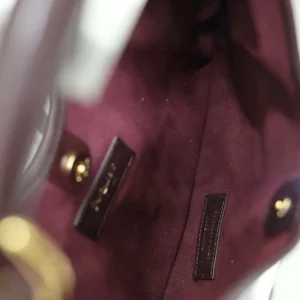 Saint Laurent YSL Women Mombasa Small In Leather-Rouge Cabernet