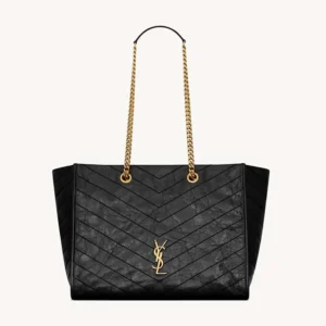 Saint Laurent YSL Women Niki Shopping In Vintage Leather Black