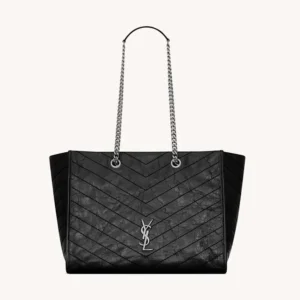 Saint Laurent YSL Women Niki Shopping In Vintage Leather Black