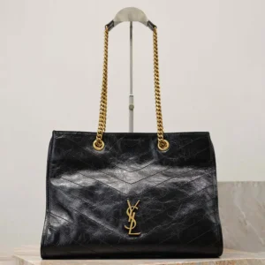 Saint Laurent YSL Women Niki Shopping In Vintage Leather Black