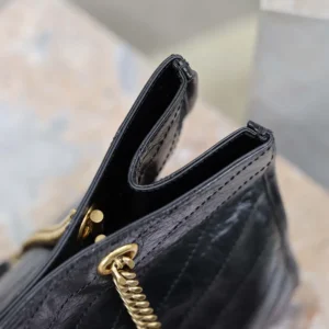 Saint Laurent YSL Women Niki Shopping In Vintage Leather Black