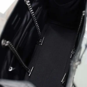 Saint Laurent YSL Women Niki Small Shopping In Vintage Leather Black