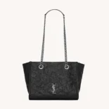 Saint Laurent YSL Women Niki Small Shopping In Vintage Leather Black