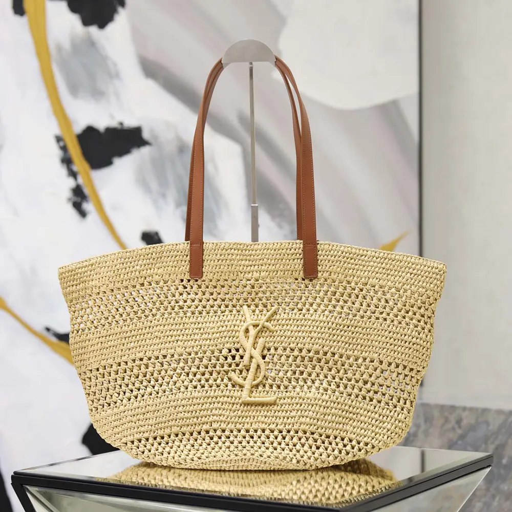 Saint Laurent YSL Women Panier Medium In Raffia 868564GA