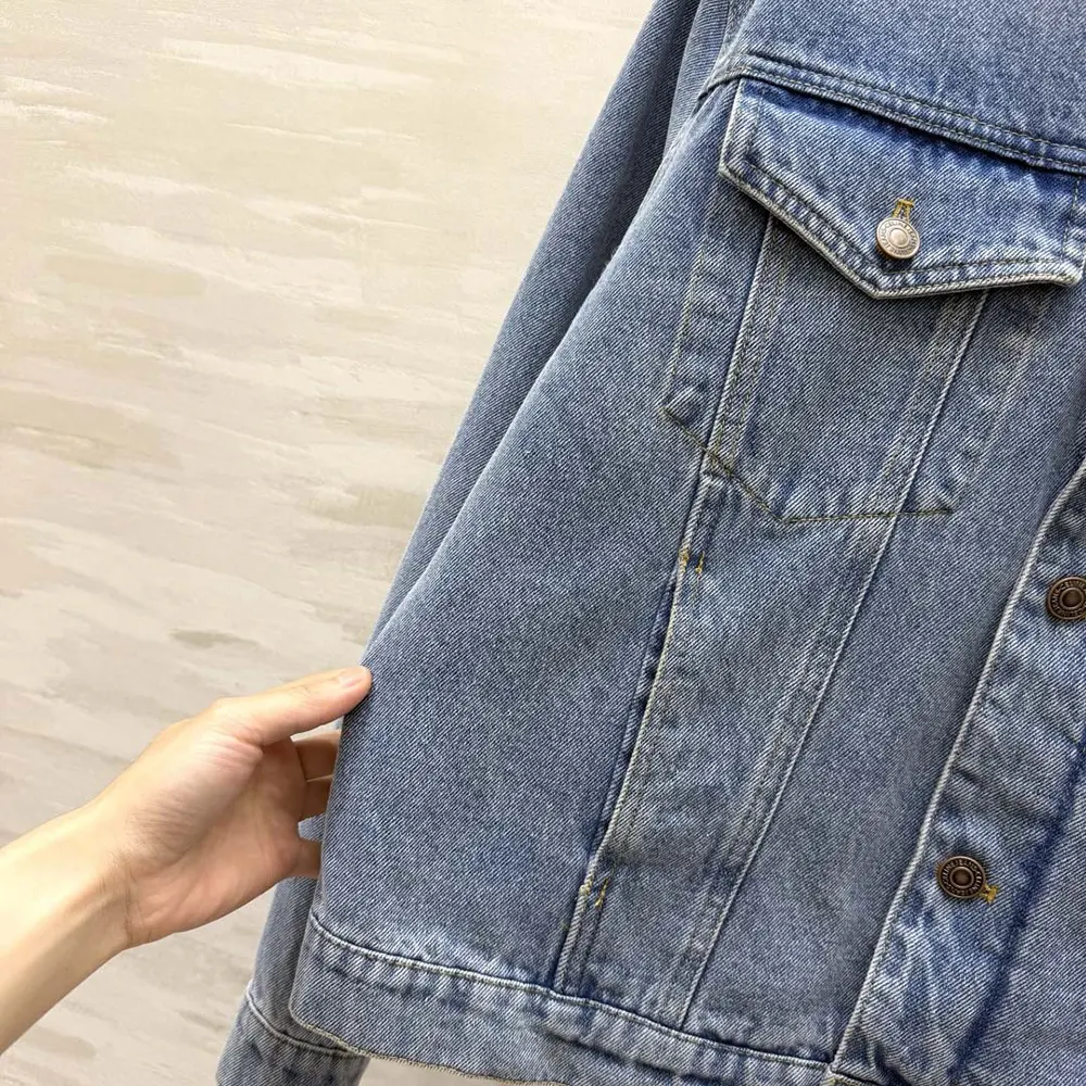 Celine Women Collarless Denim Jacket RV1T1930F 8 Celine Men Collarless Denim Jacket RV1T1930F