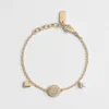 Dior Women CD Disco Bracelet Gold-Finish Metal White Resin Pearl and Crystals