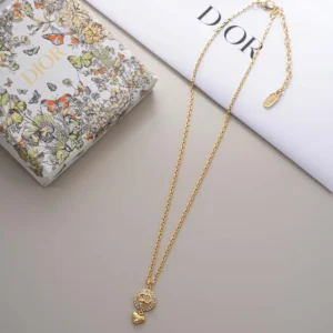 Dior Women CD Disco Necklace Gold-Finish Metal and Crystals