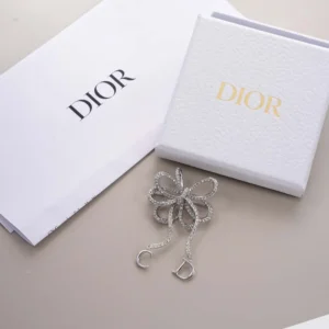 Dior Women Infinity Bow Brooch Silver-Finish Metal and Crystals