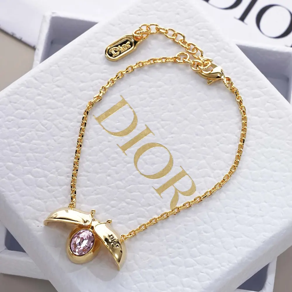 Dior Women Lady Spark Bracelet Gold-Finish Metal Crystals and Pink Crystal 2 Dior Women Lady Spark Bracelet Gold-Finish Metal Crystals and Pink Crystal